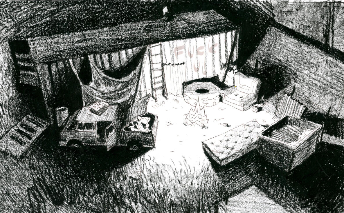 One of the backgrounds. They all started with traditional mediums