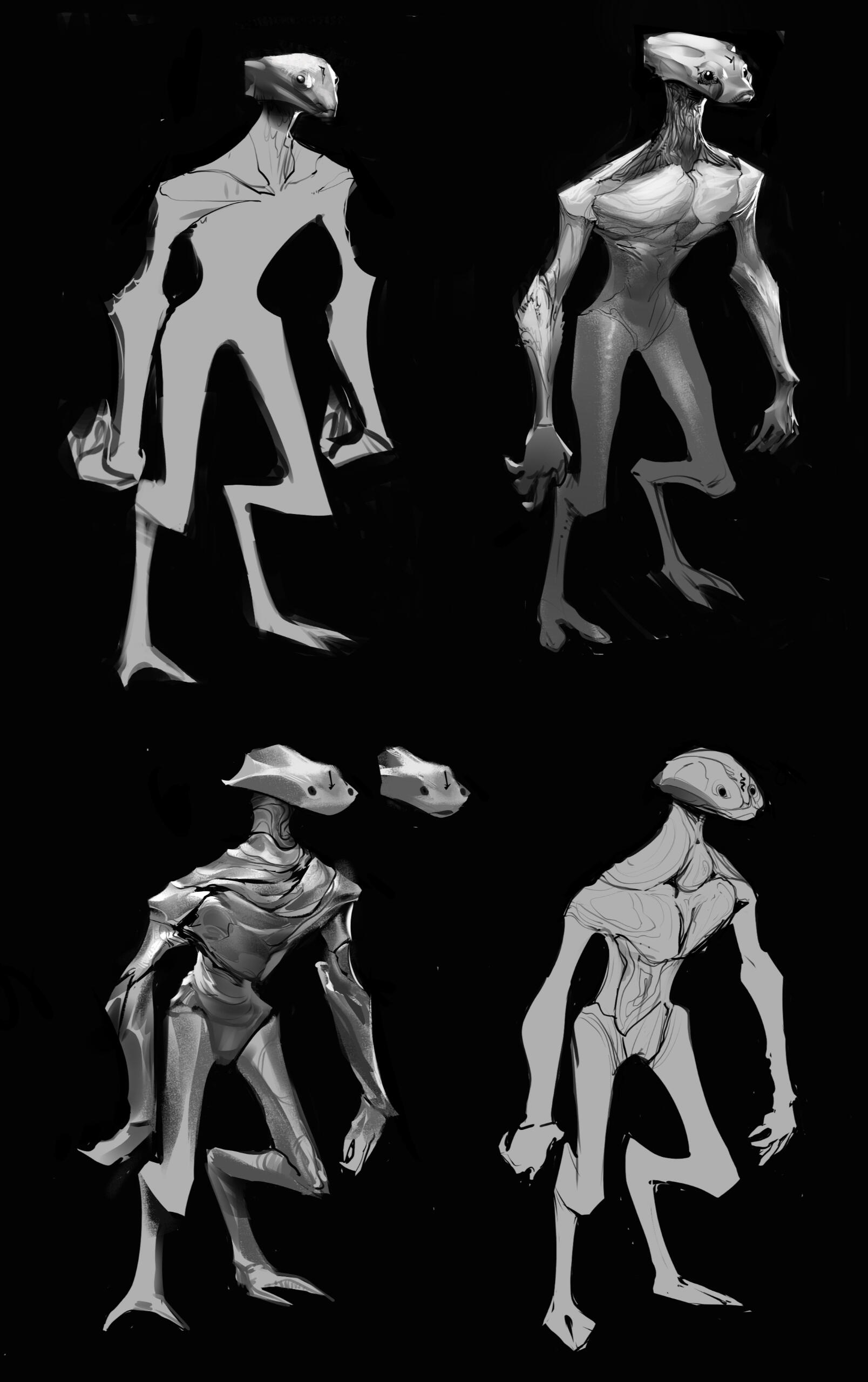 I used a ZBrush basic model sculpted in no more than 10 minutes so I could trace without bothering with perspective too much, as the focus was design. I used a ZBrush basic model sculpted in no more than 10 minutes so I could trace without bothering with perspective too much, as the focus was design.
